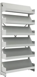 Estante para Biblioteca dupla revisteiro 3 - Medidas: 1980x965x580mm - 12 prateleiras (modelo duplo - foto acima) ou de 6 prateleiras no modelo simples.